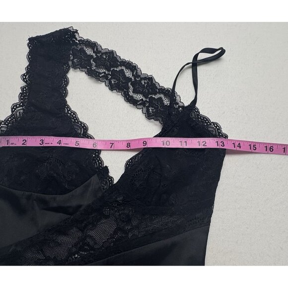 OUTCAST Women Satin Lace Jessica Mini Dress Sz XS Black Alluring Sleek Sexy 5-10 - Picture 11 of 16